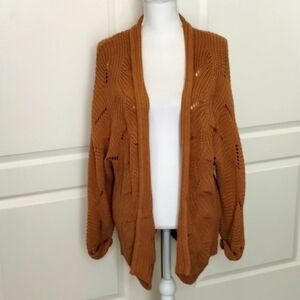 MAURICES open cardigan sweater size medium rust scalloped bottom earthtone